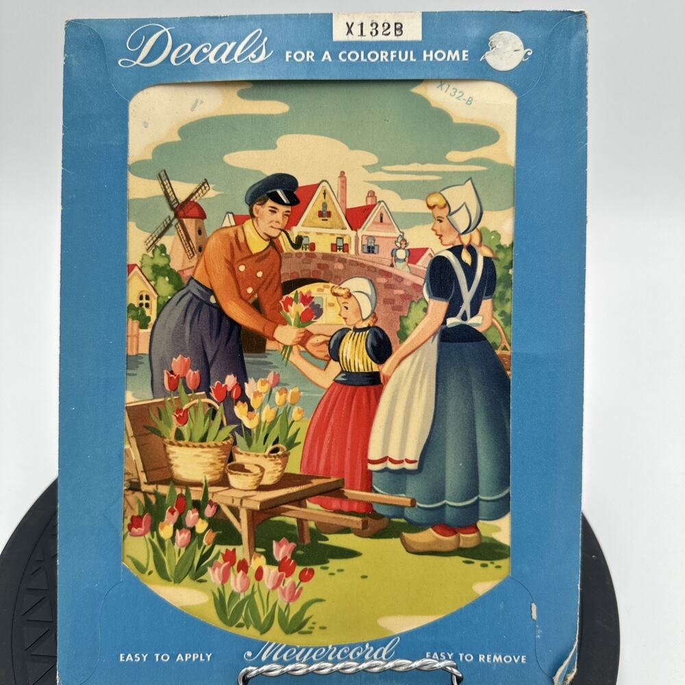 Vintage Meyercord Co. Dutch Girls & Tulips Wall or Accessories Transfer Decal